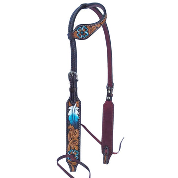 Bar H Equine American Leather Horse Saddle Tack One Ear Headstall | Breast Collar Browband Wither Strap Set for Horses BER117